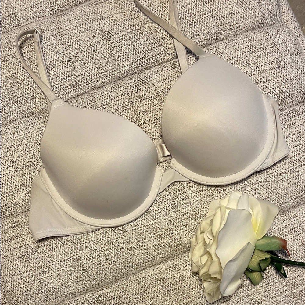 PINK Victoria’s Secret Light Gray Push Up Bra Pink Lining 34B